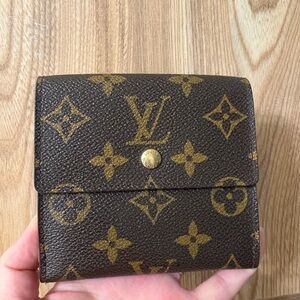 Auth Louis Vuitton Monogram Portefeuille Elise Tri-fold wallet Unisex